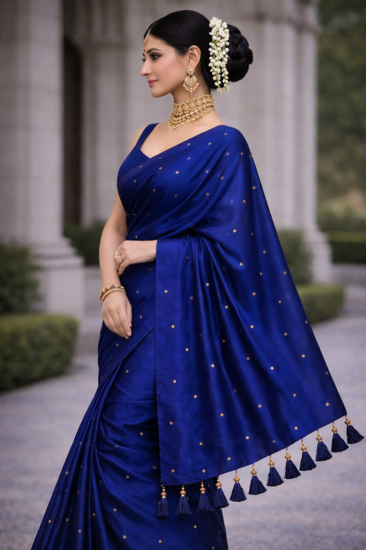 VIRAL RAGA TISSUE SAREE - ROYAL BLUE