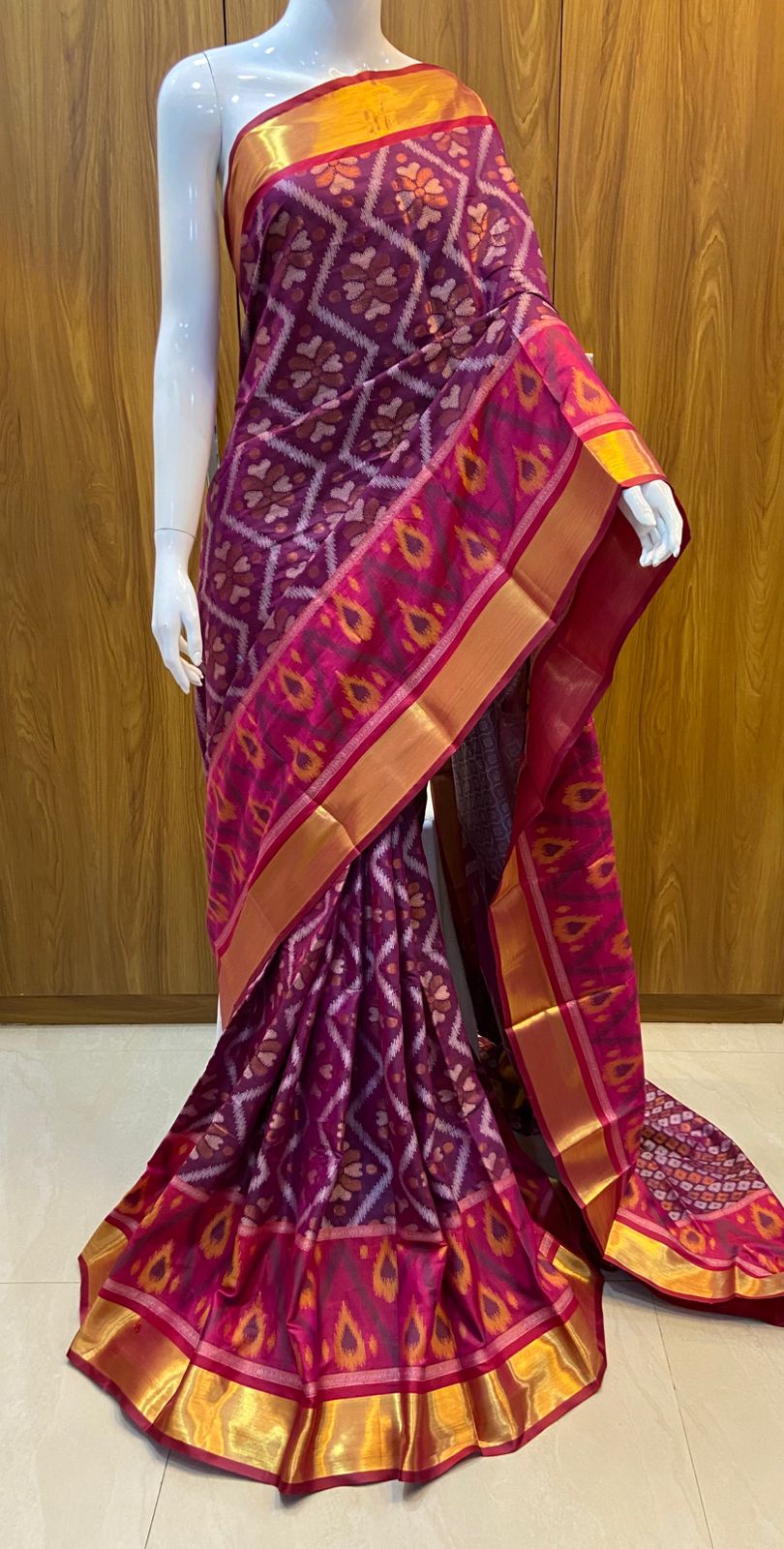 PATOLA COTTON SAREE - PURPLE
