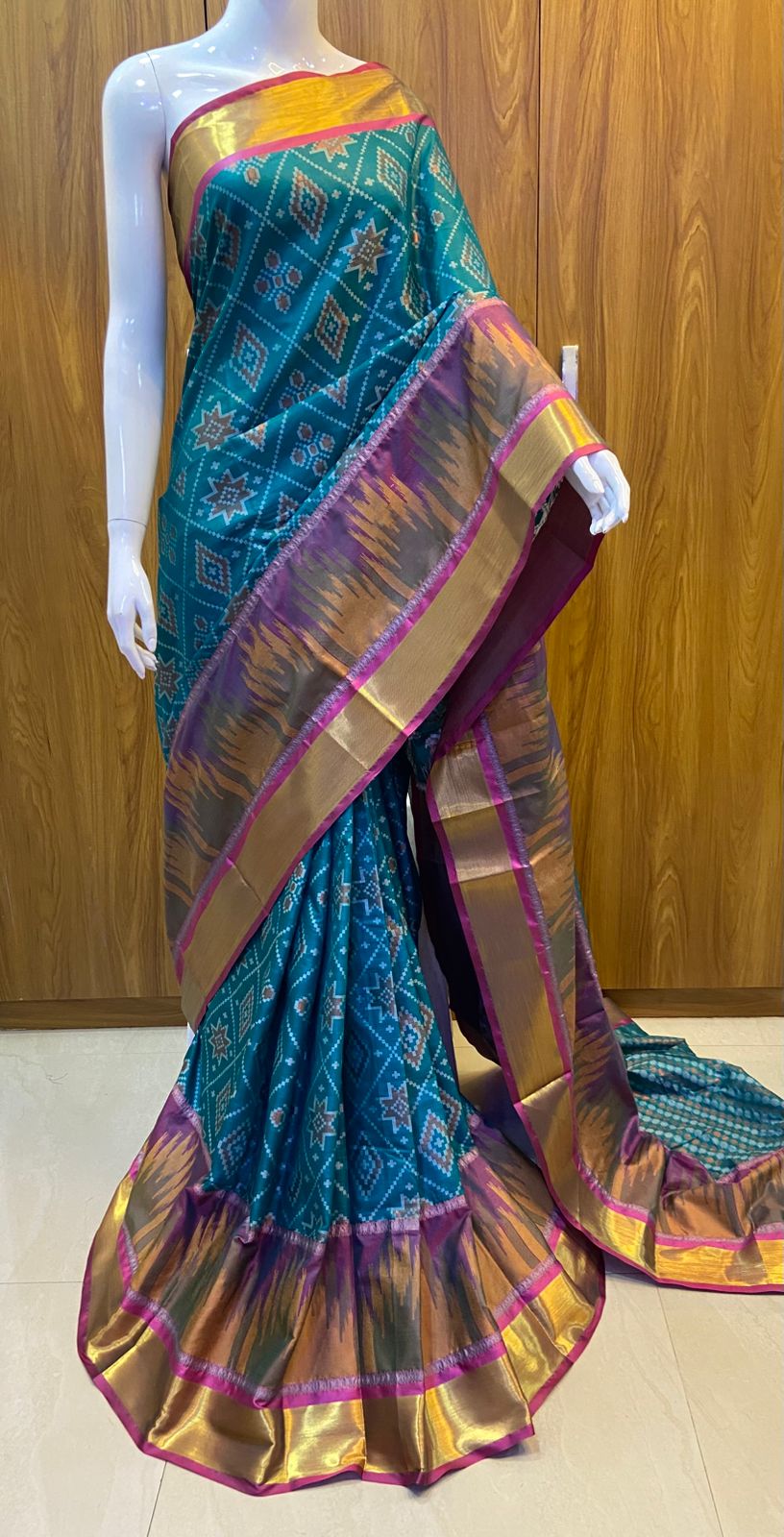 PATOLA COTTON SAREE - BLUE