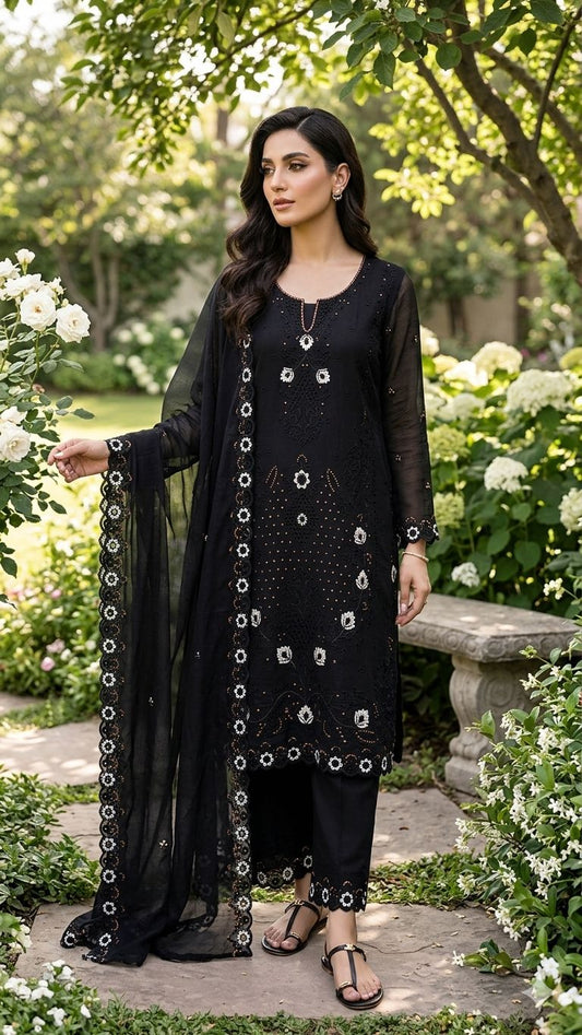 DESIGNER CURRENCY SILK TOP PLAZZO SET WITH DUPATTA