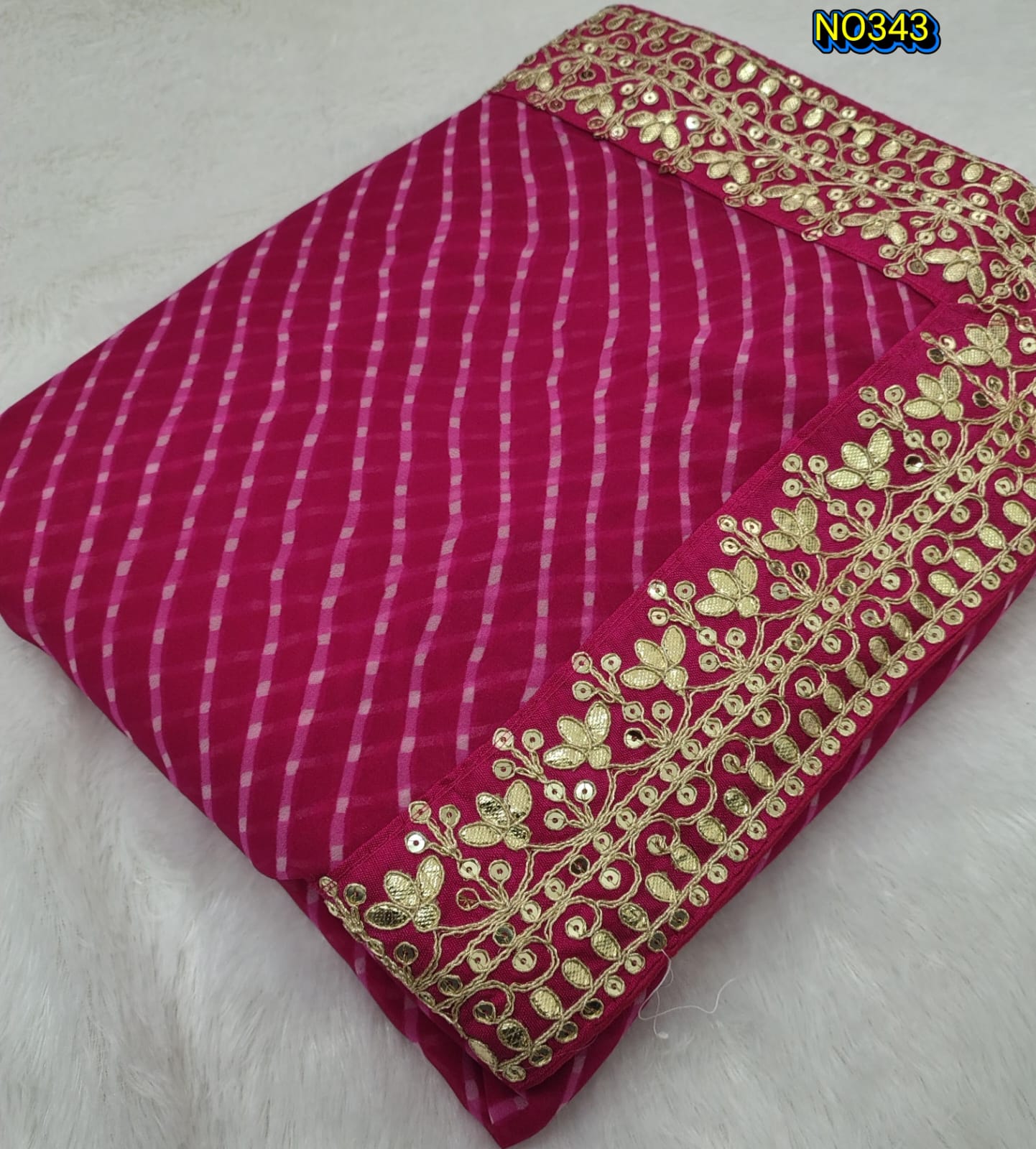 Urbanadaa Lahriya Printed Georgette Saree for Women with Elegant Embroidery Lace and Banglori Silk Blouse