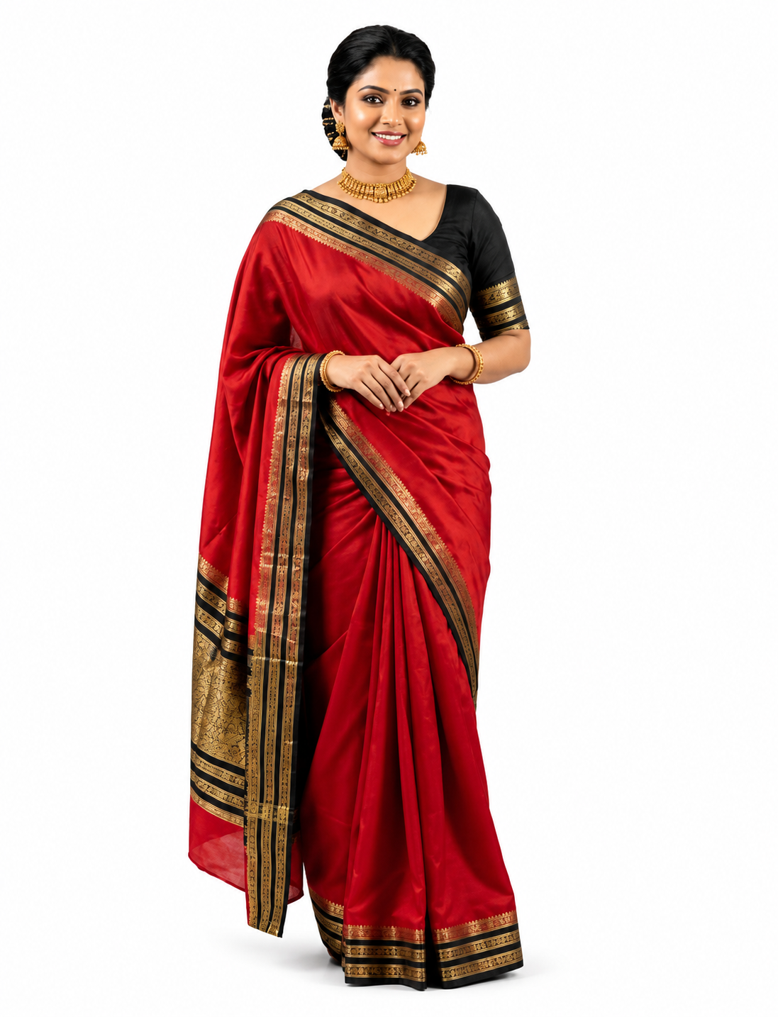 UrbanAdaa Premium Mysore Crepe Silk Saree with Running Blouse