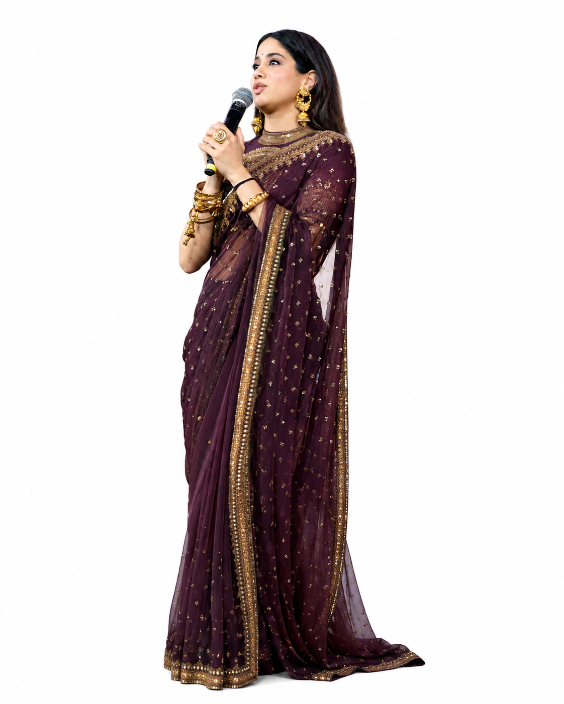 Urbanadaa's Celebrity-Inspired Designer Saree with Embroidered Corset Blouse