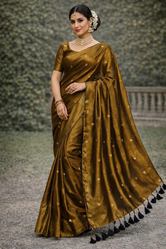 VIRAL RAGA TISSUE SAREE - ANTIQUE GOLD