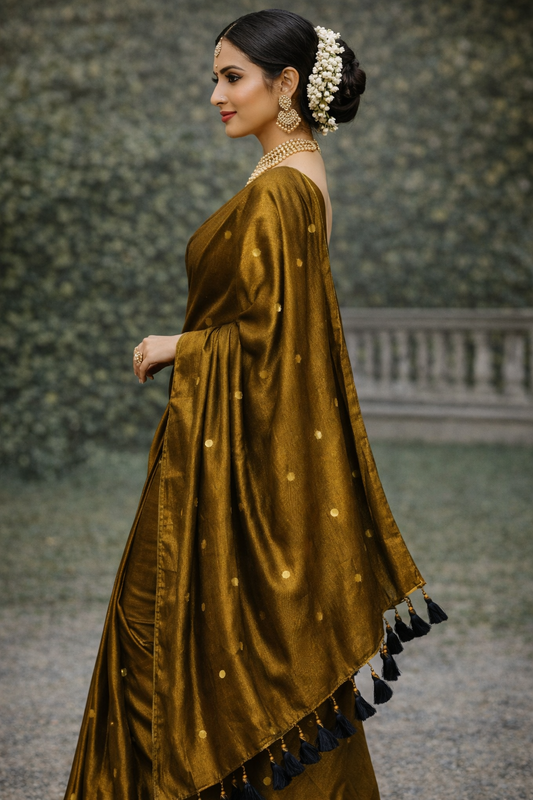 VIRAL RAGA TISSUE SAREE - ANTIQUE GOLD