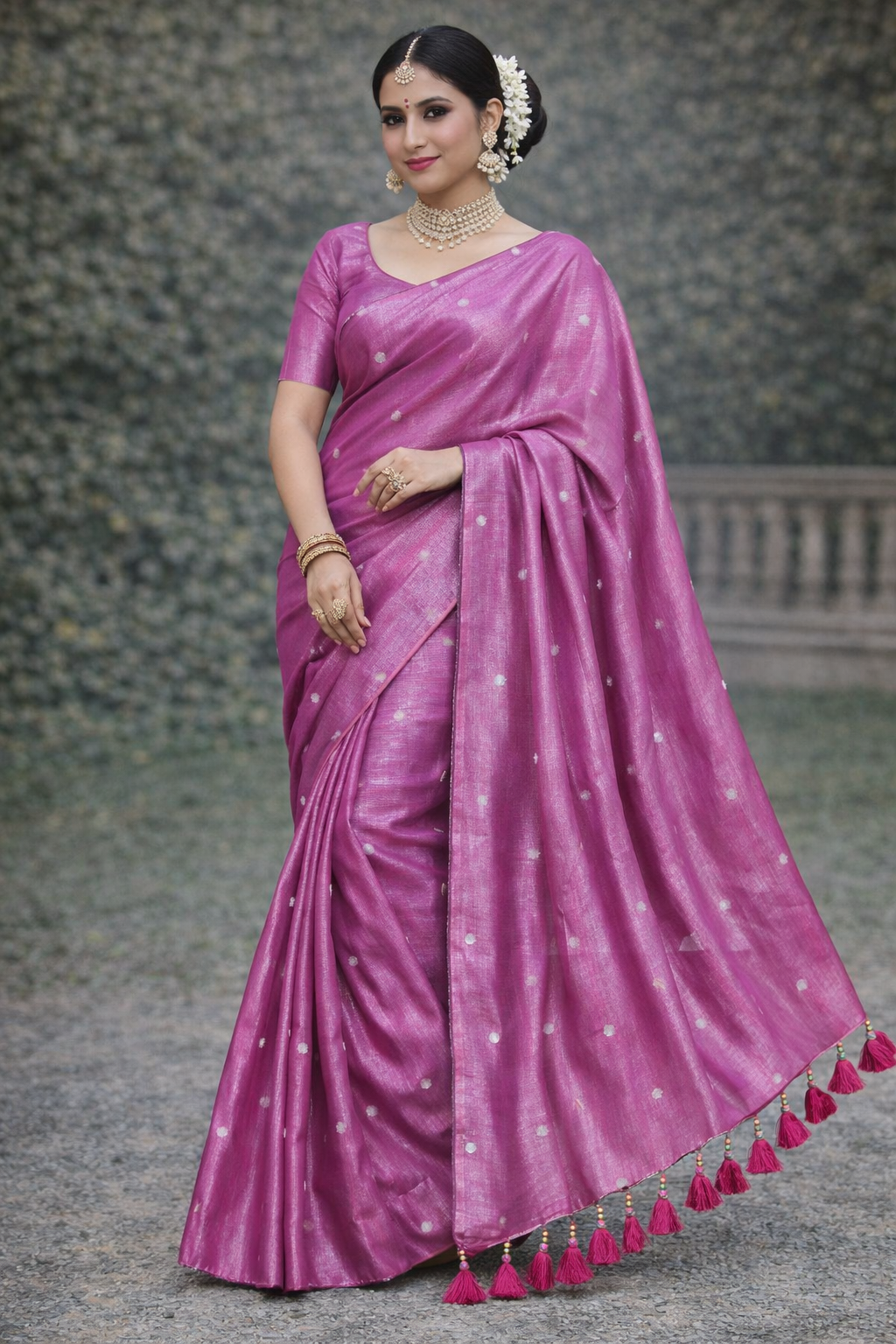 VIRAL RAGA TISSUE SAREE - ORCHID PINK