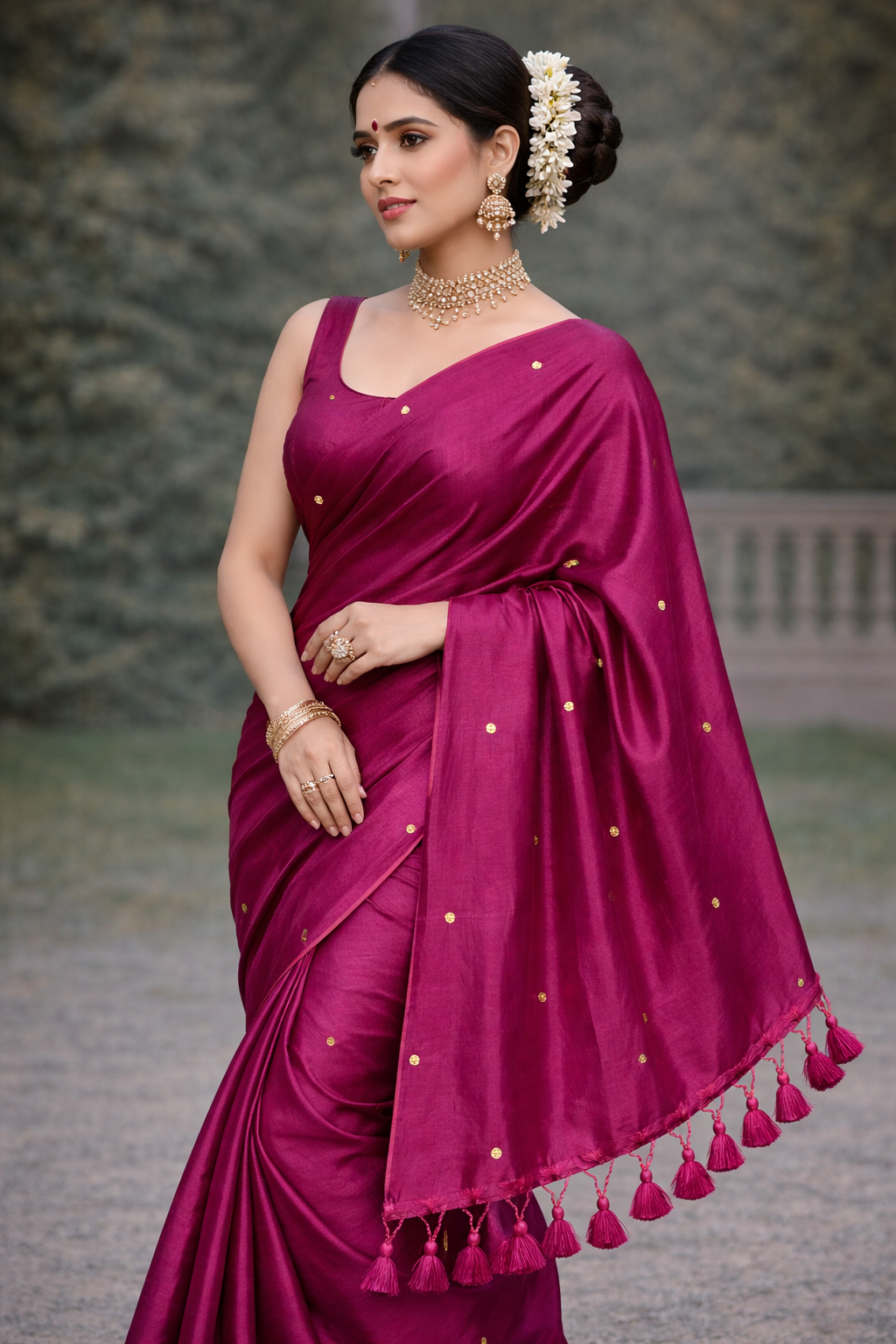 VIRAL RAGA TISSUE SAREE - MAGENTA