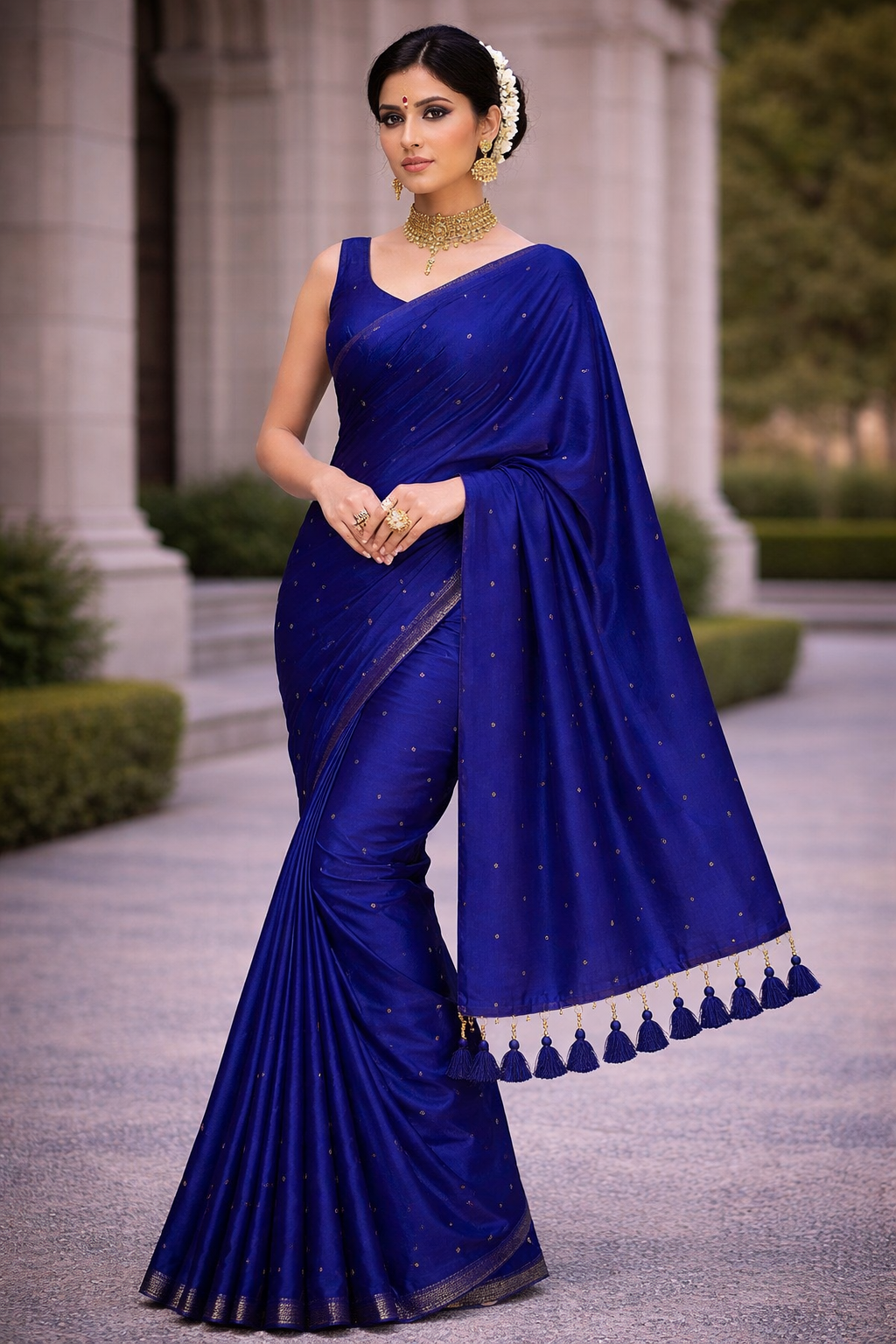 VIRAL RAGA TISSUE SAREE - ROYAL BLUE