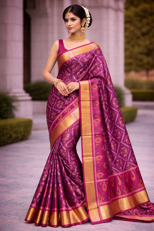 PATOLA COTTON SAREE - PURPLE