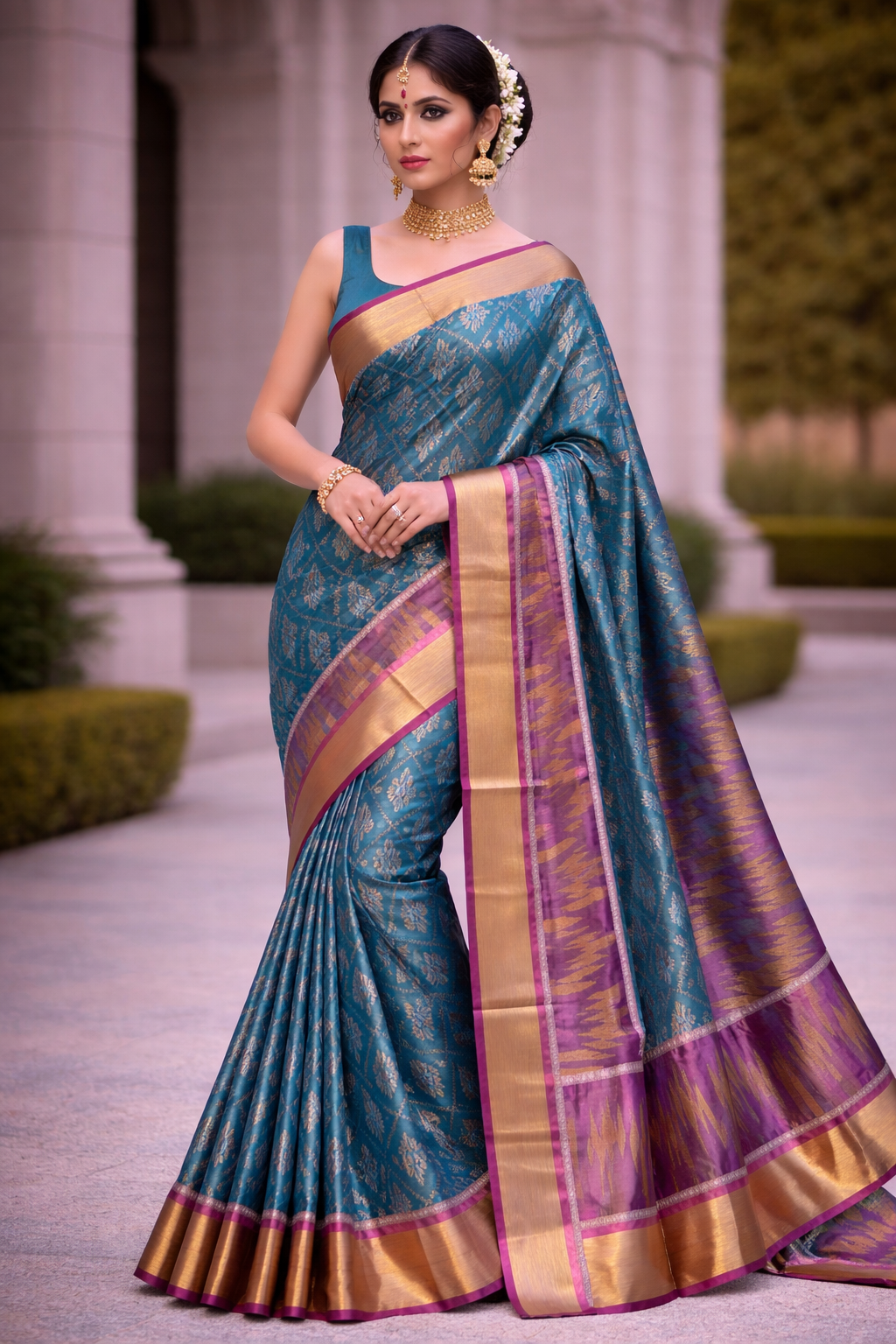 PATOLA COTTON SAREE - BLUE