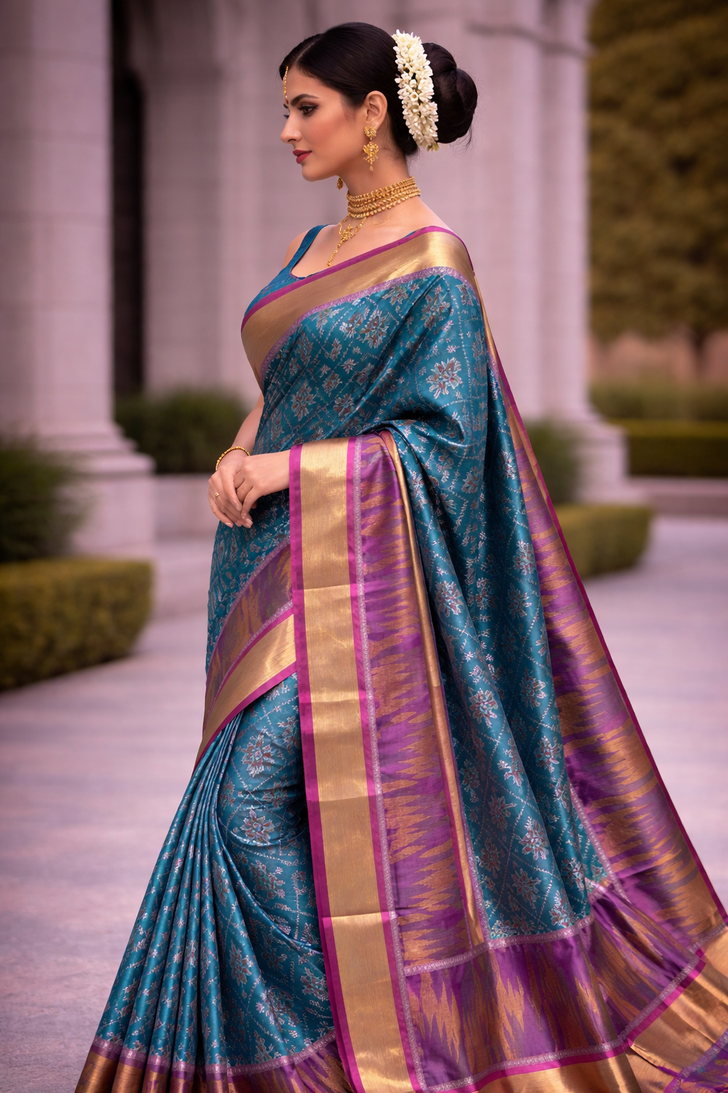PATOLA COTTON SAREE - BLUE