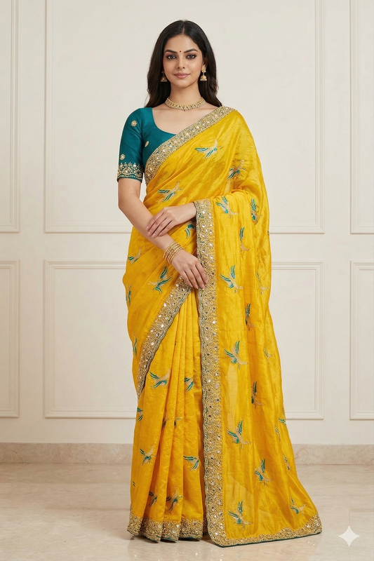 STAR GEORGETTE MIRROR WORK SAREE