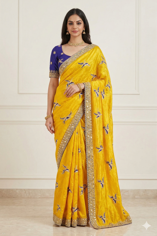 STAR GEORGETTE MIRROR WORK SAREE