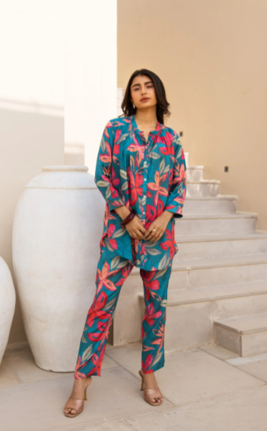 Tropical Safari Rayon Slub Co-ord Set