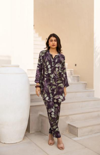 Tropical Safari Rayon Slub Co-ord Set