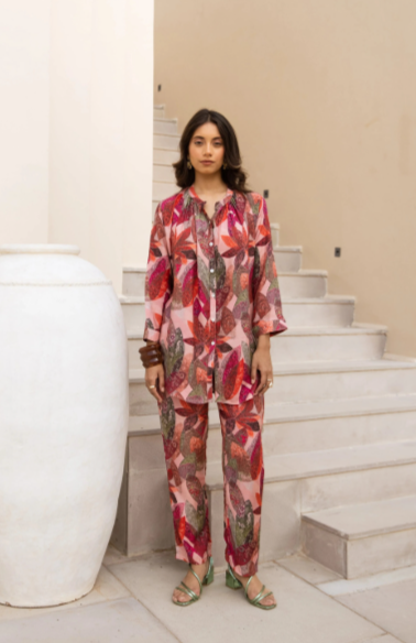 Tropical Safari Rayon Slub Co-ord Set