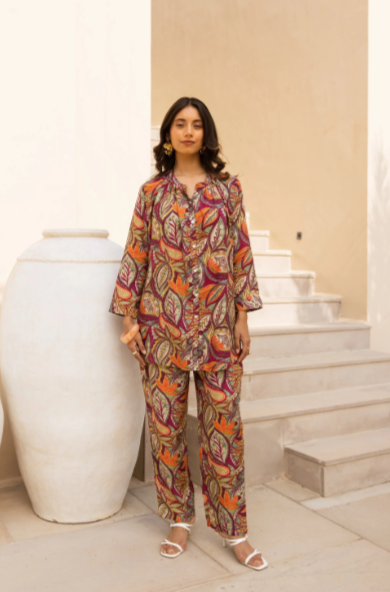 Tropical Safari Rayon Slub Co-ord Set
