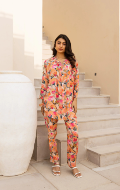 Tropical Safari Rayon Slub Co-ord Set