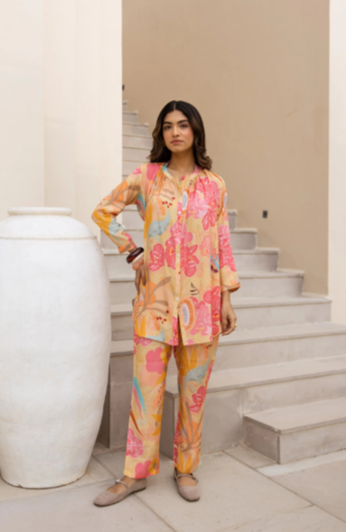 Tropical Safari Rayon Slub Co-ord Set