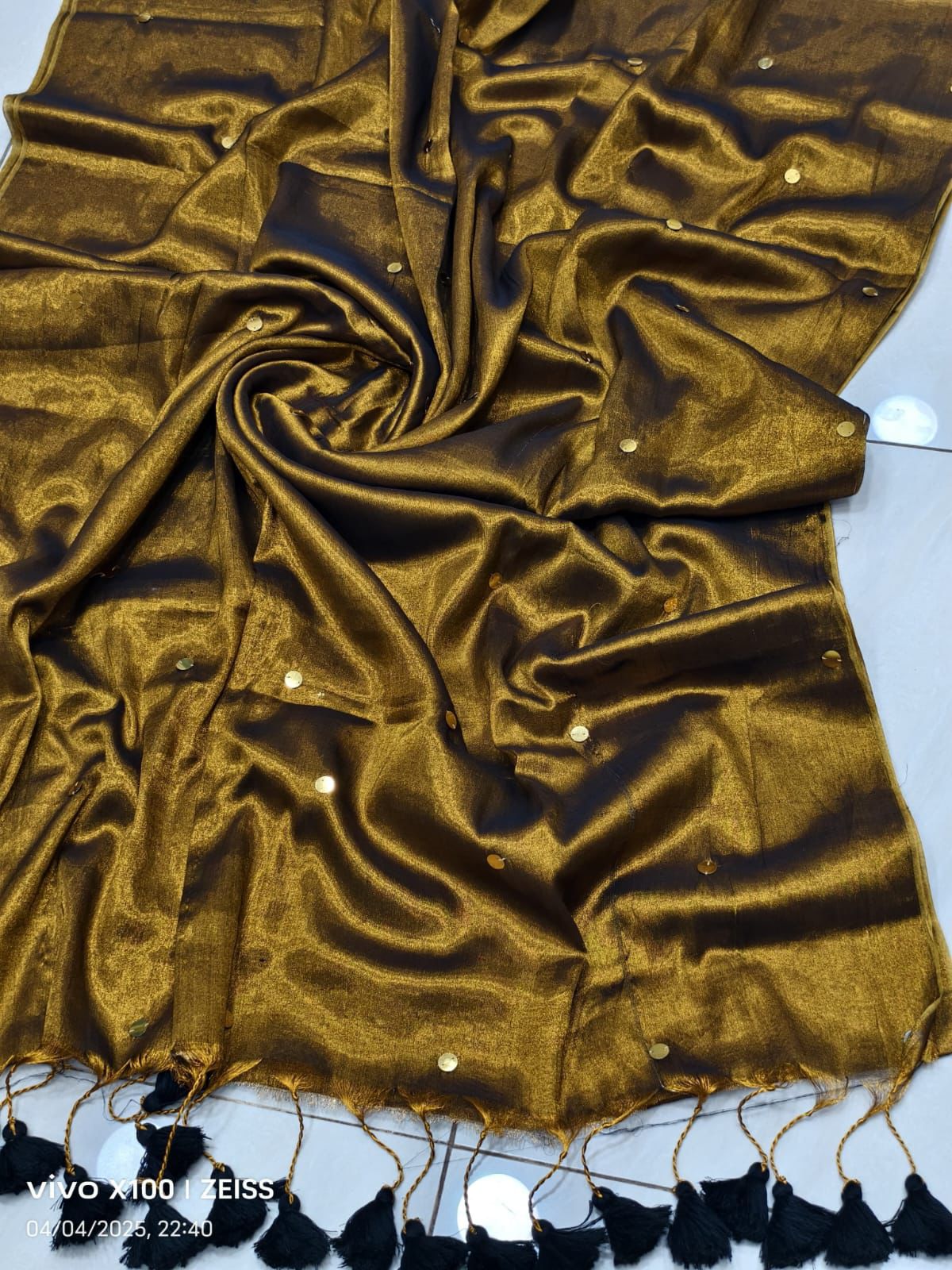 VIRAL RAGA TISSUE SAREE - ANTIQUE GOLD