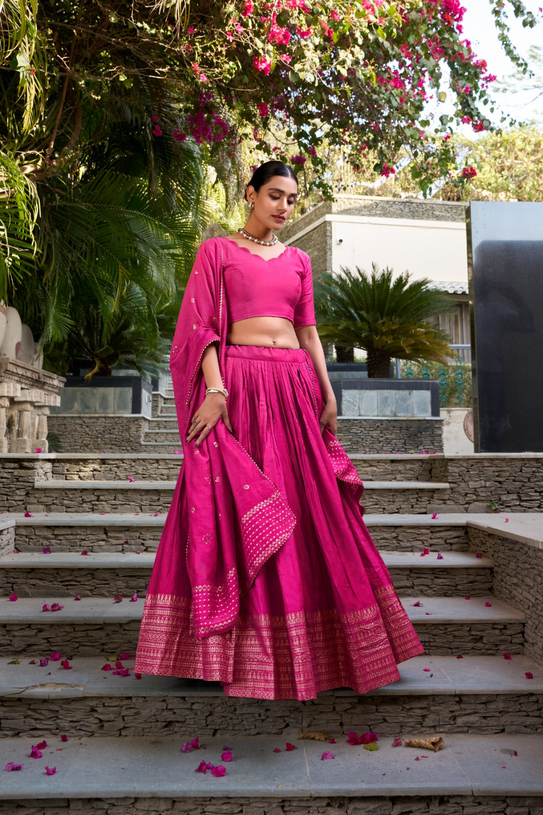 CHANDERI LEHENGA CHOLI SET