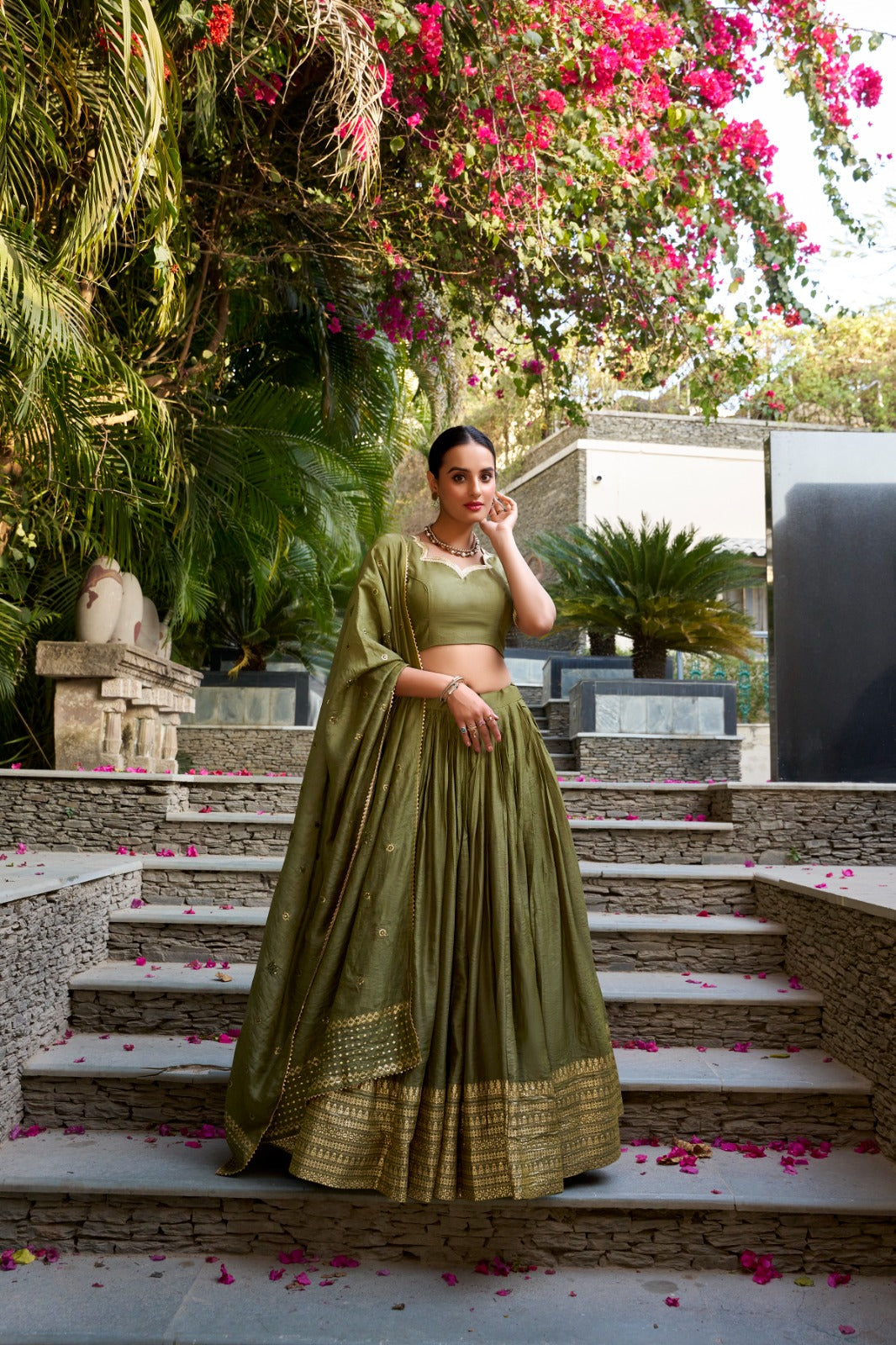 CHANDERI LEHENGA CHOLI SET