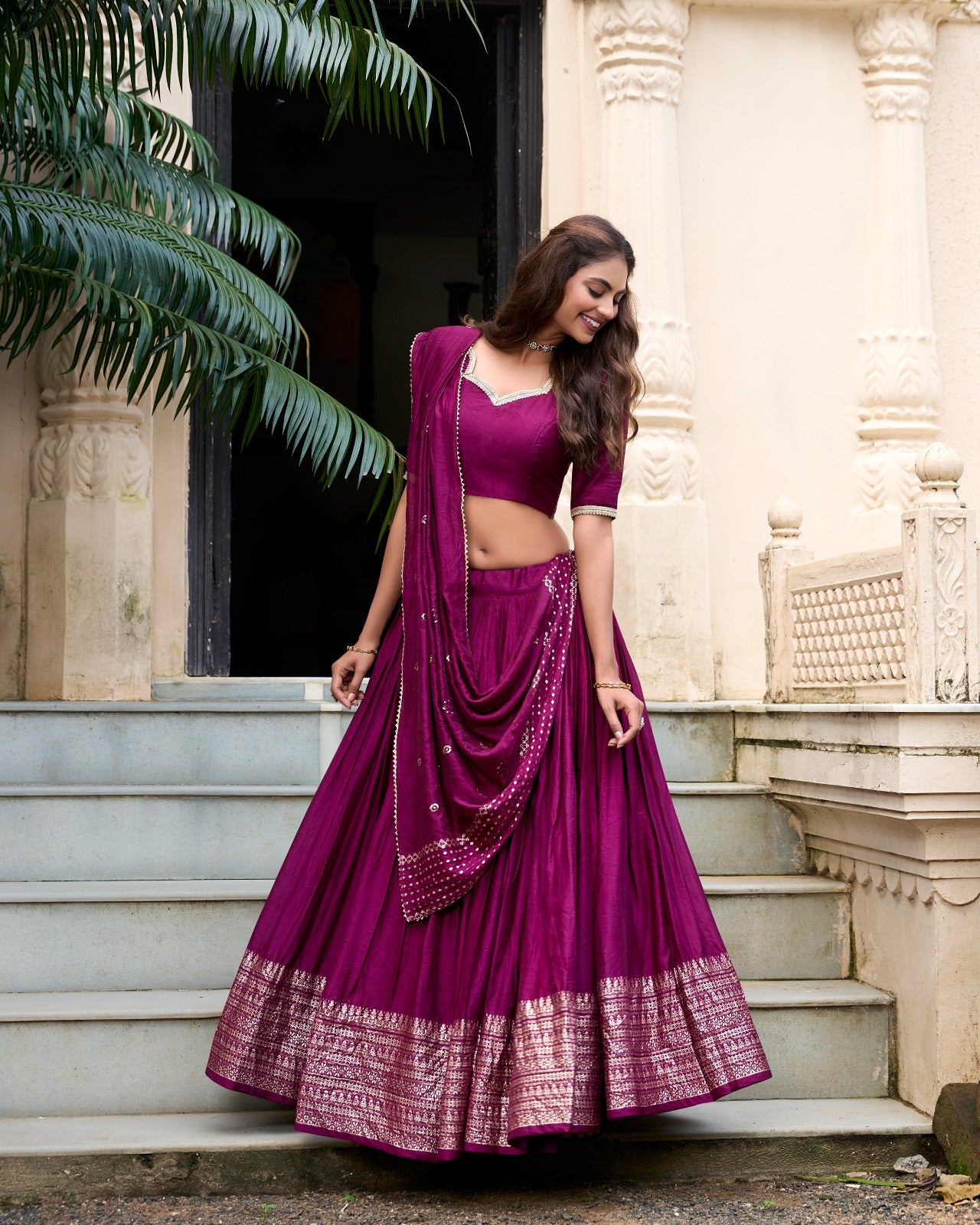CHANDERI LEHENGA CHOLI SET