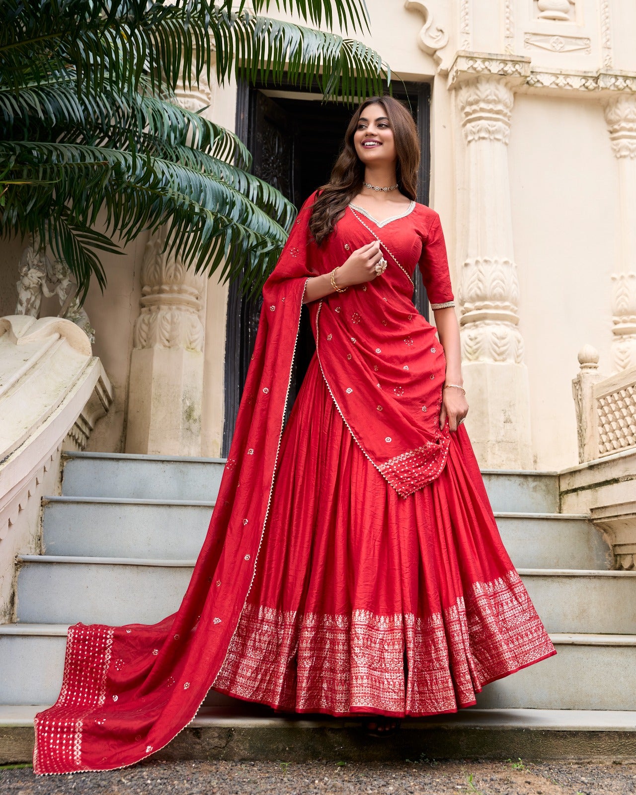 CHANDERI LEHENGA CHOLI SET