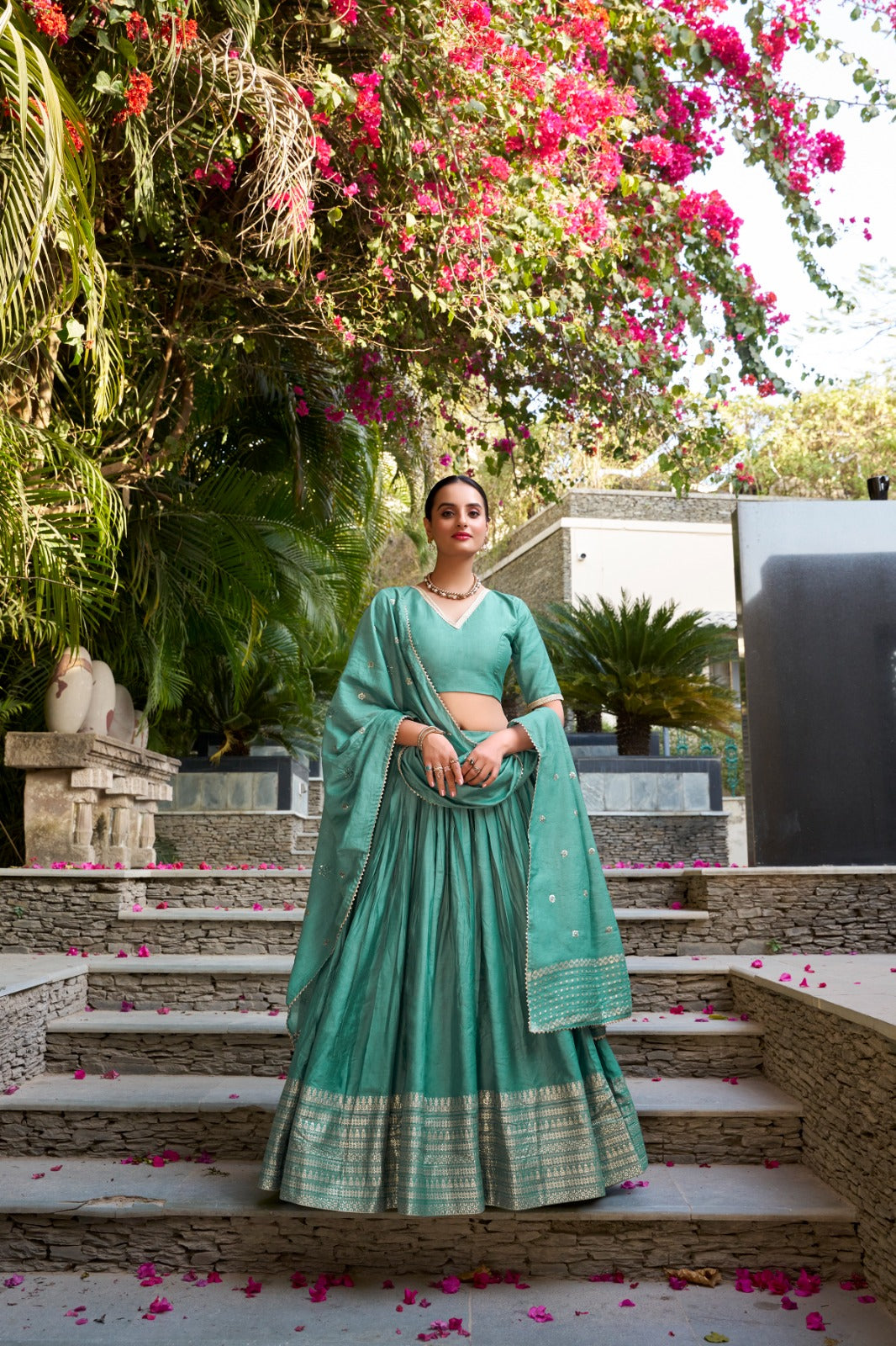 CHANDERI LEHENGA CHOLI SET
