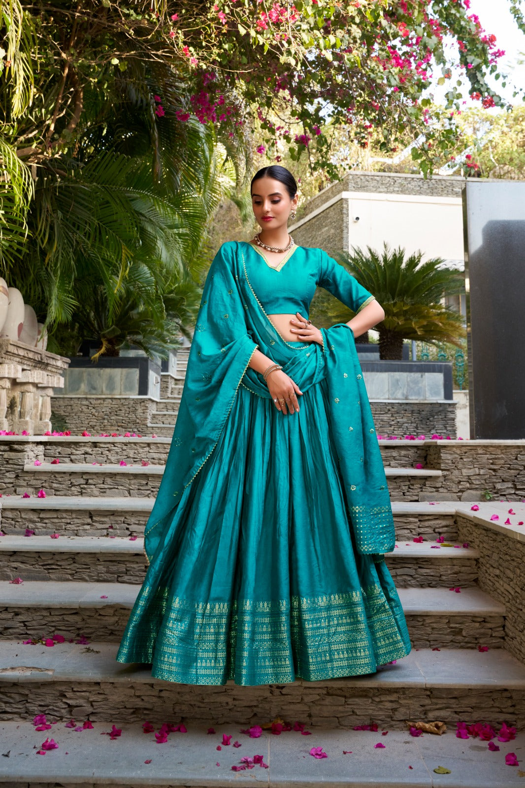 CHANDERI LEHENGA CHOLI SET