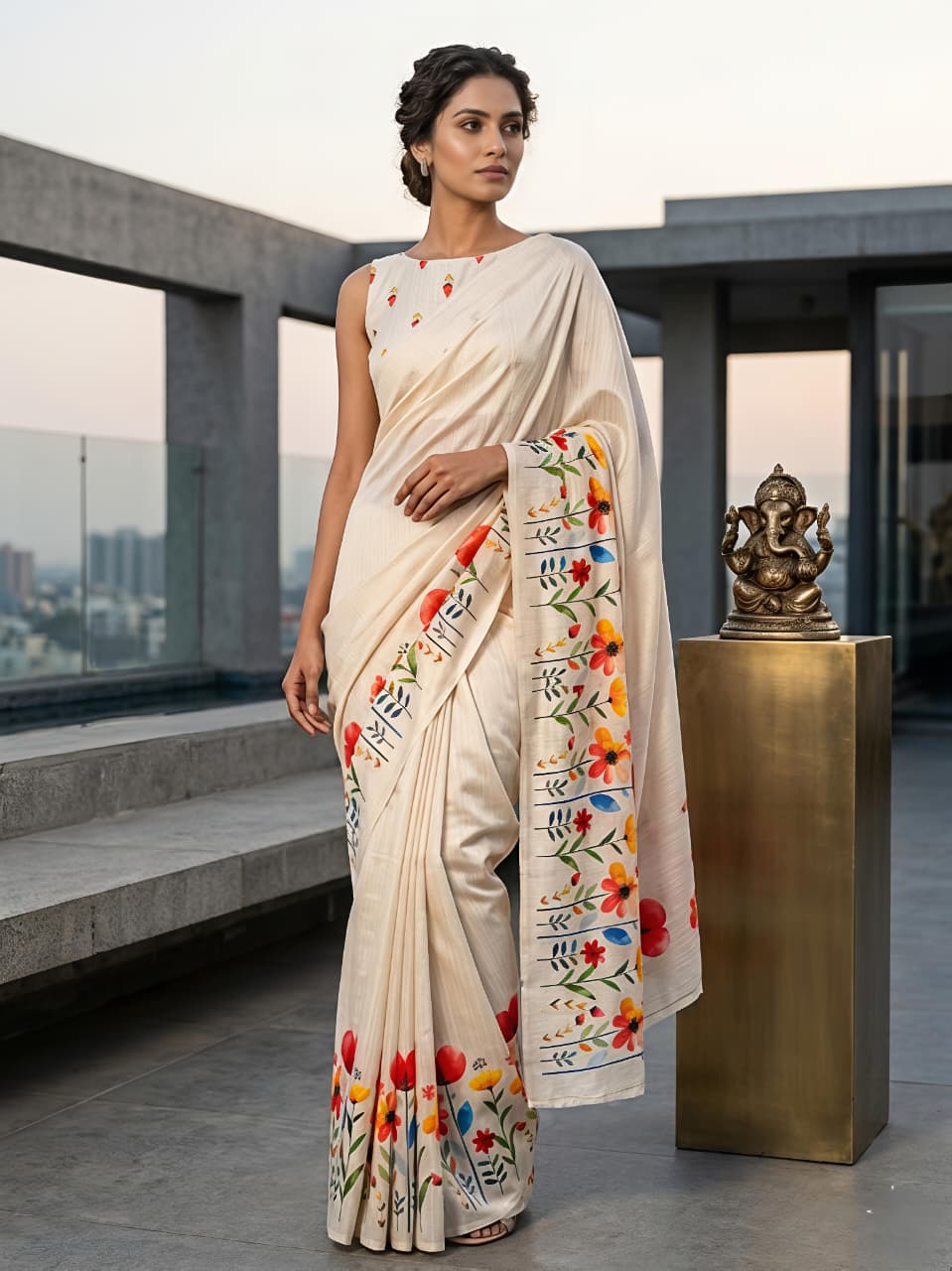 PANCHALI FLORA TUSSAR SILK SAREE