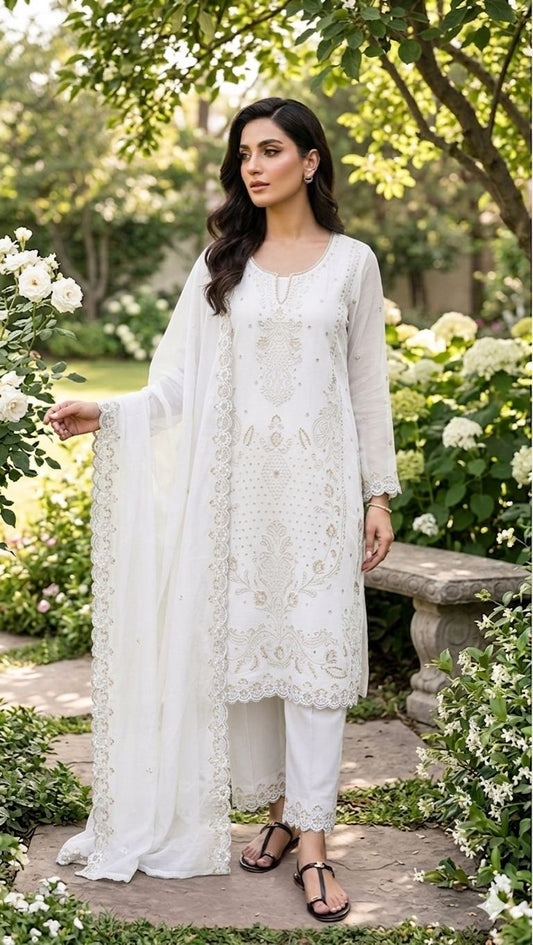 DESIGNER CURRENCY SILK TOP PLAZZO SET WITH DUPATTA