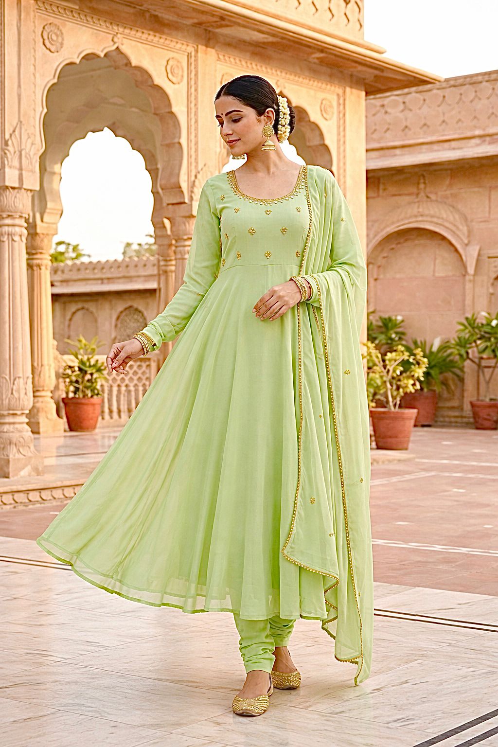 DESIGNER GEORGETTE GOWN SET WITH PANT & DUPATTA