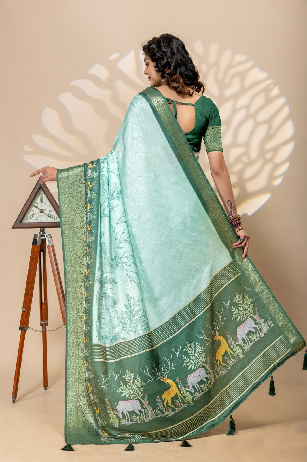 Marshmallow Silk Saree – Bold Animal Print Elegance