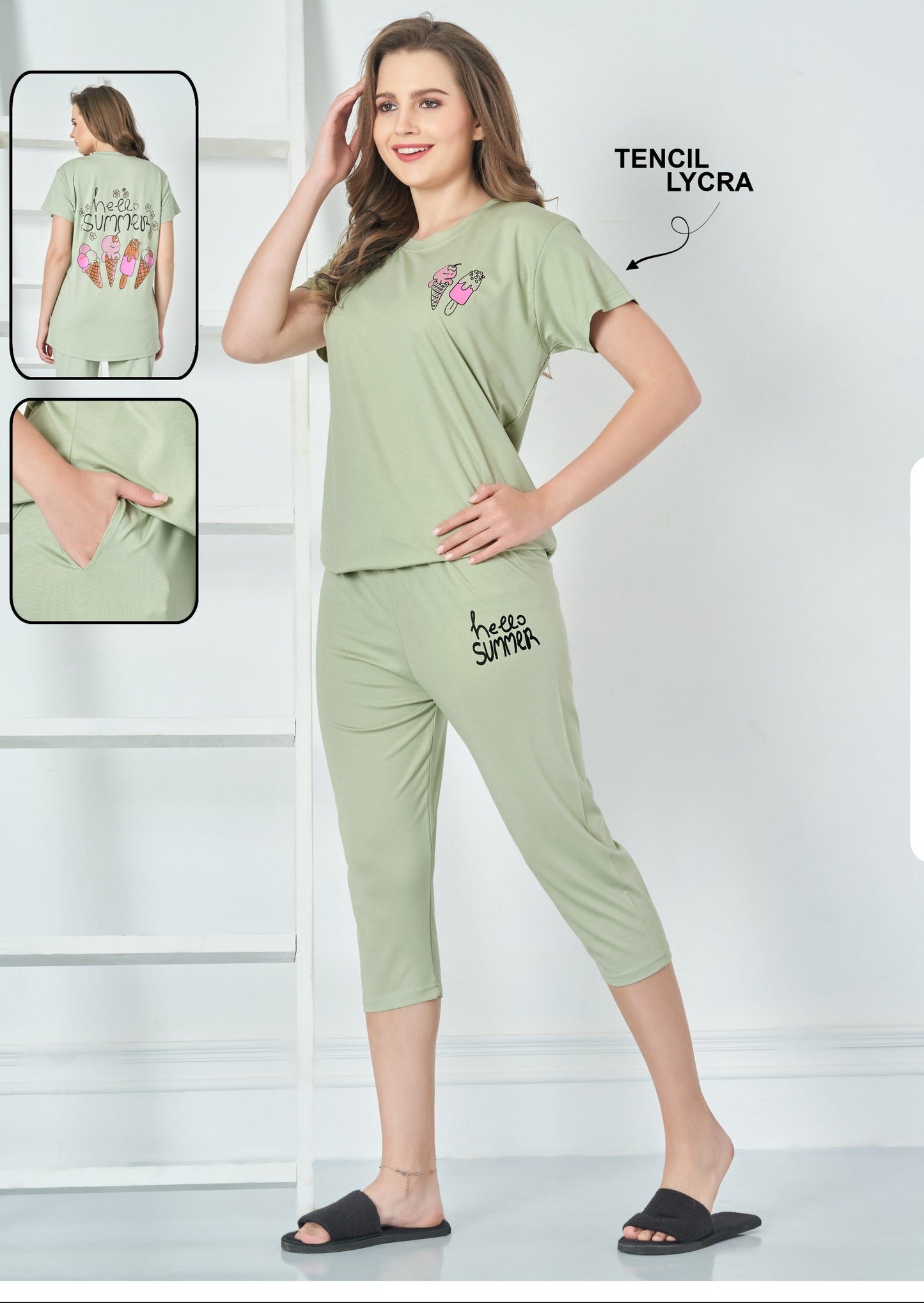 Urbanadaa Comfort | Imported Tencel Lycra Top & Capri Set