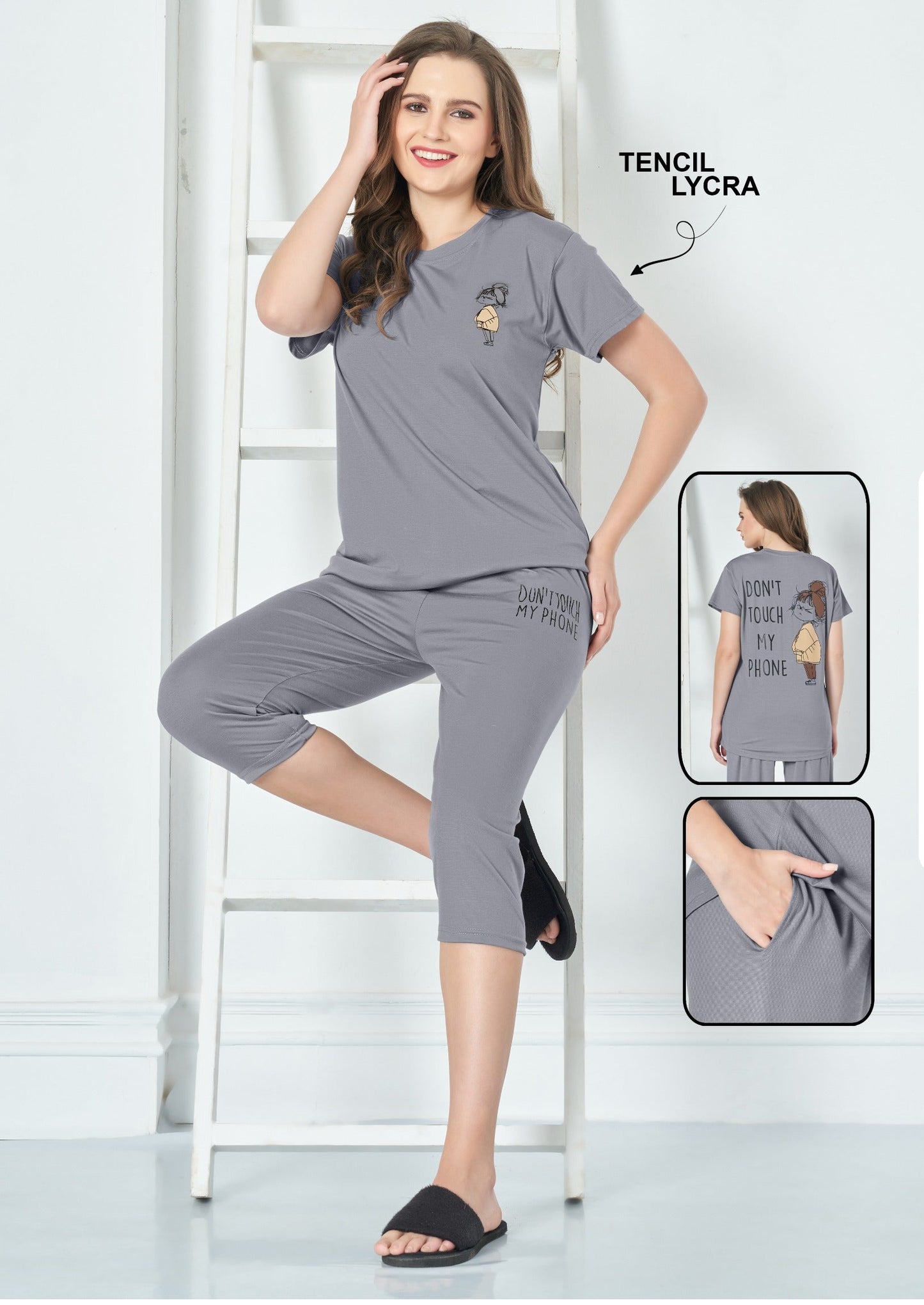 Urbanadaa Comfort | Imported Tencel Lycra Top & Capri Set
