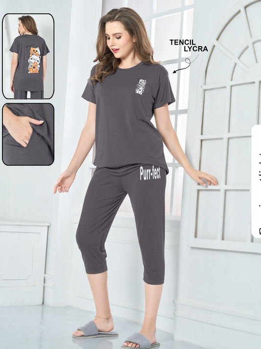 Urbanadaa Comfort | Imported Tencel Lycra Top & Capri Set