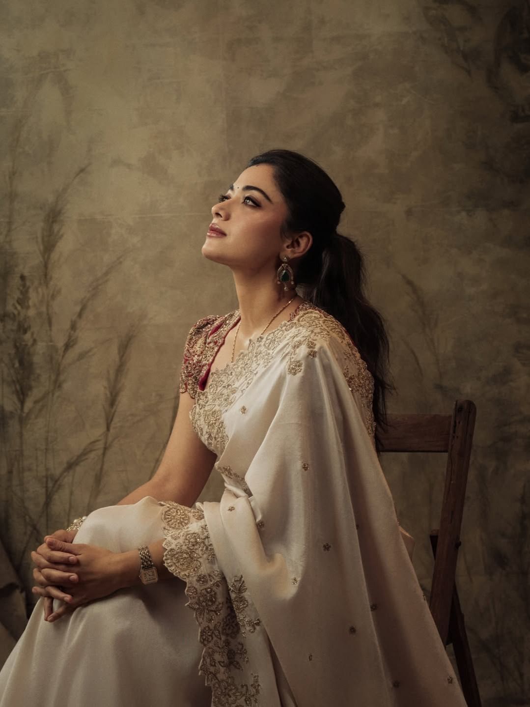 The Rashmika Mandanna Inspired Off-White Silk Saree