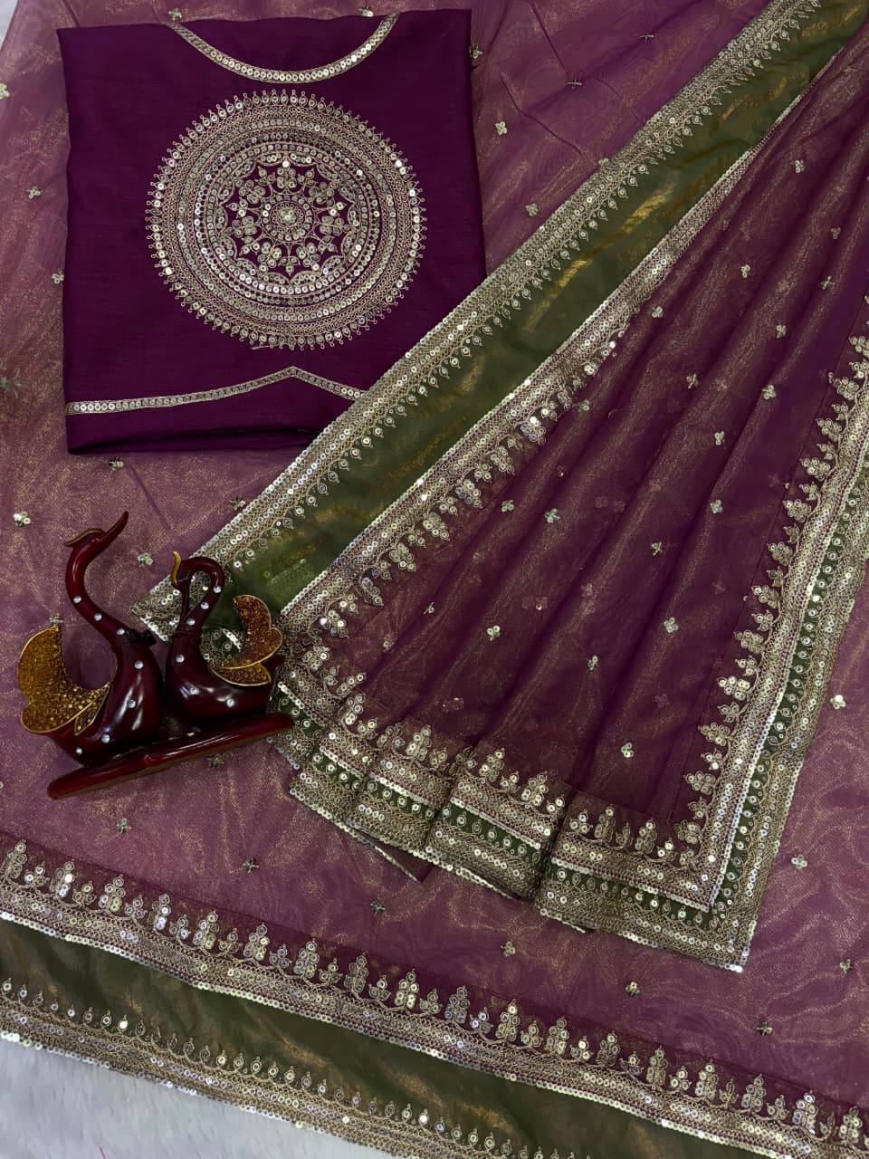 Urbanadaa's Celebrity-Inspired Designer Saree with Embroidered Corset Blouse