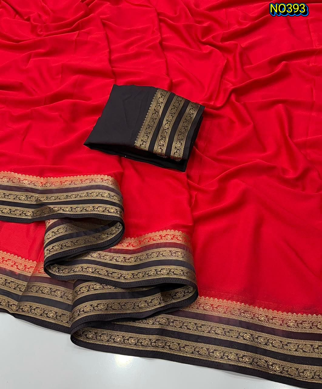 UrbanAdaa Premium Mysore Crepe Silk Saree with Running Blouse
