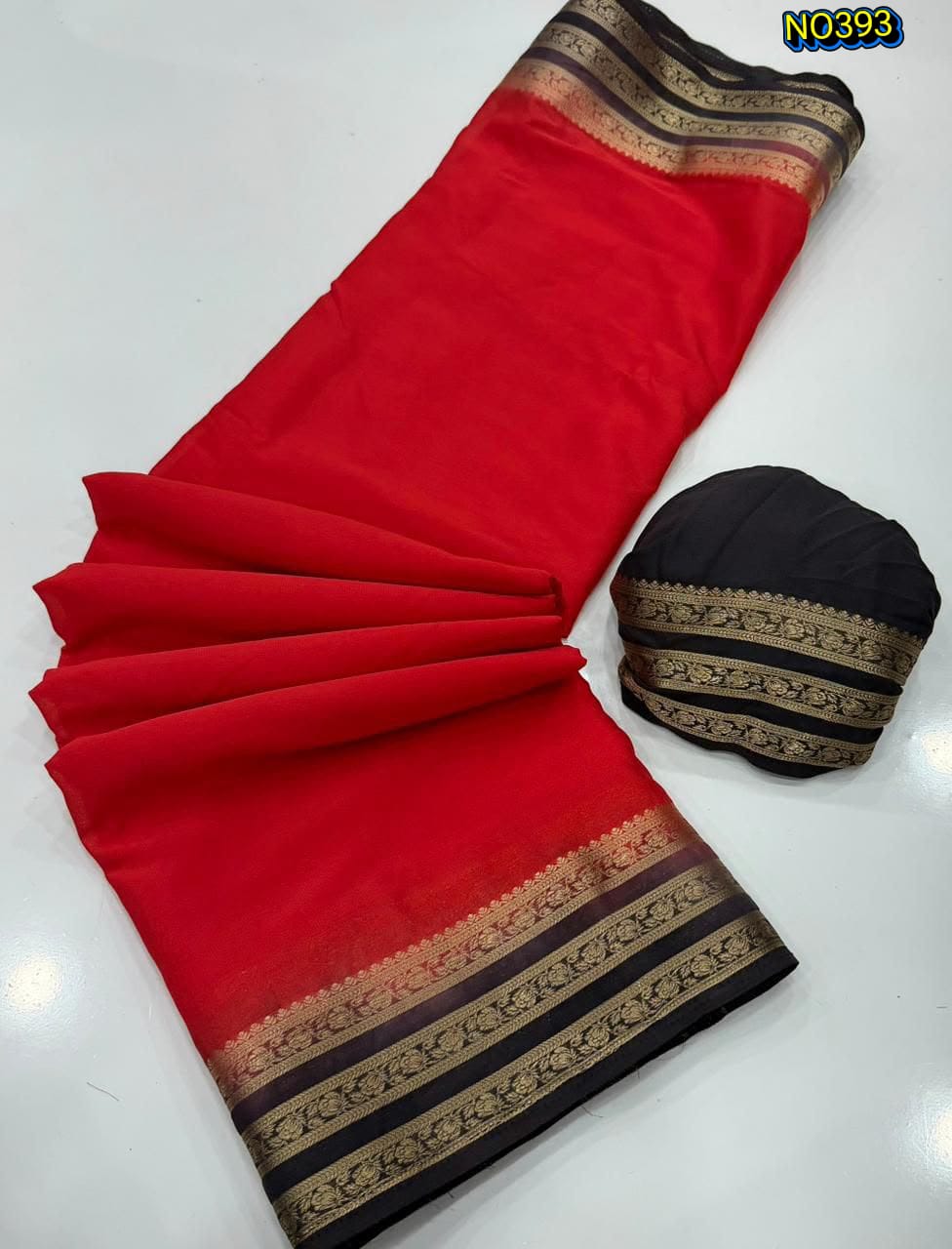 UrbanAdaa Premium Mysore Crepe Silk Saree with Running Blouse